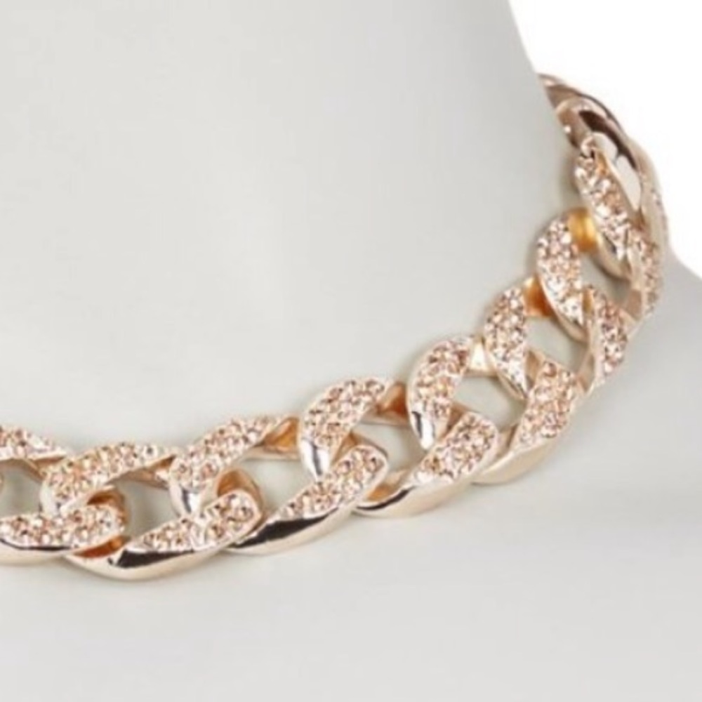 🆕 Champagne Crystal Pave Statement Necklace NEW